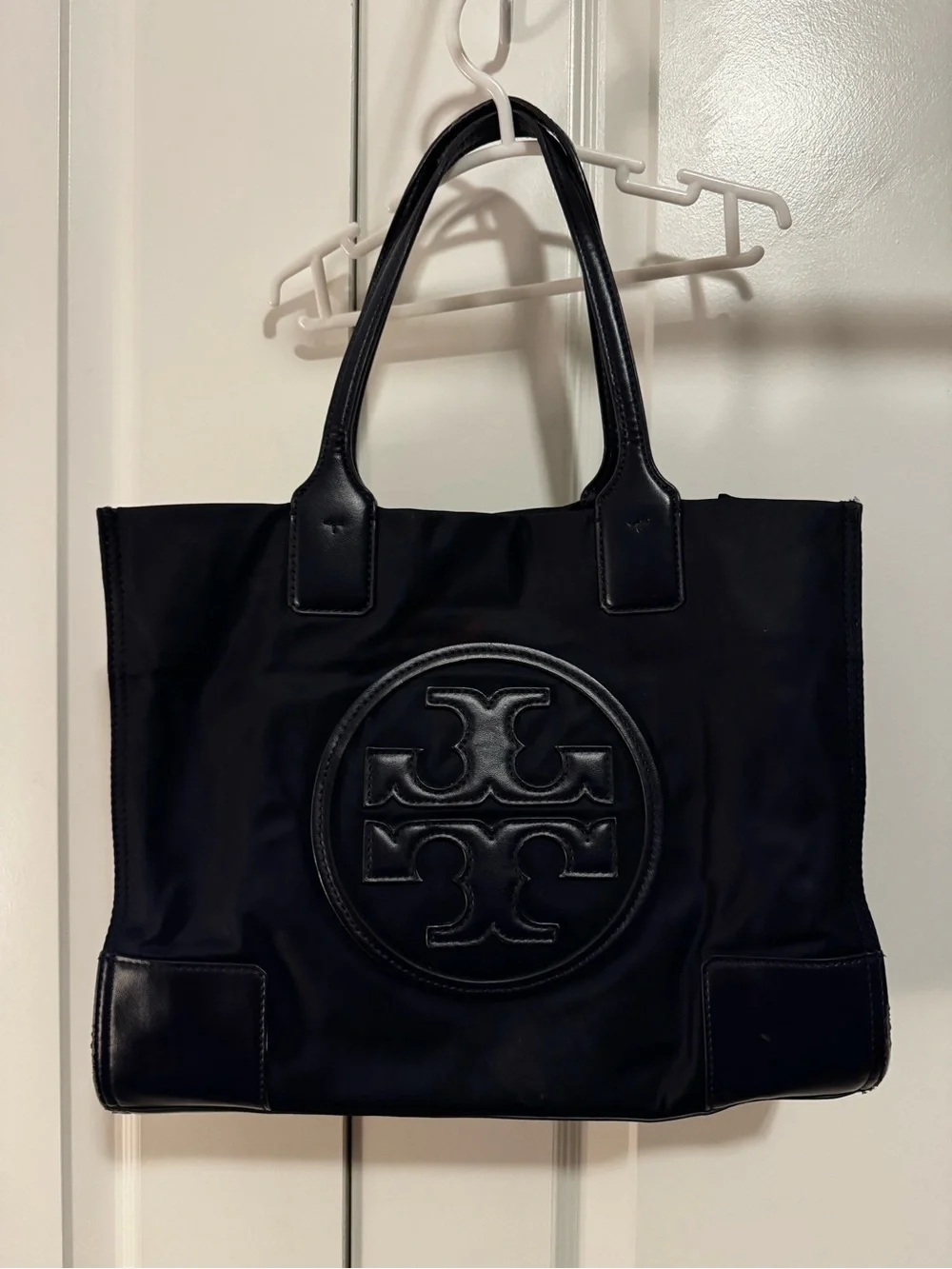 Tory Burch Navy Nylon Tote with Raised Logo